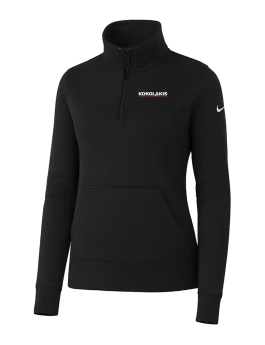 Nike Womens Black Club Fleece Sleeve Swoosh 1/2-Zip w/Kokolakis Logo
