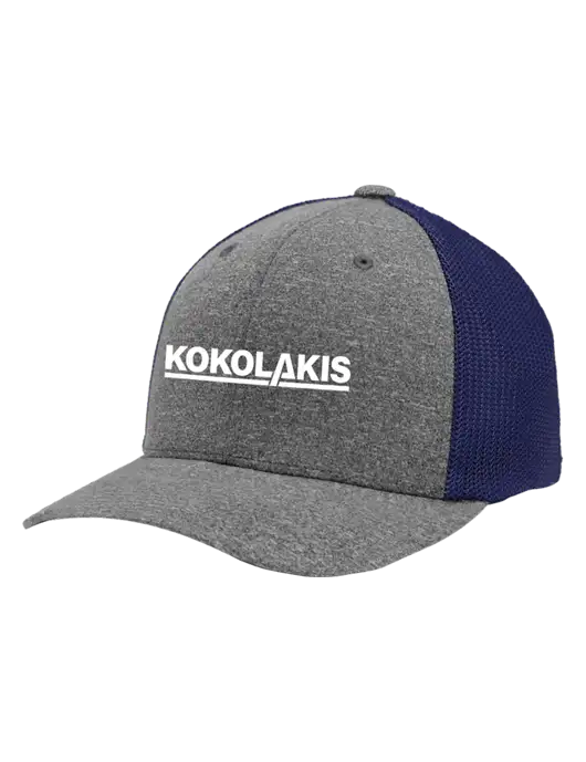 Flexfit Navy/Medium Grey Heather Melange Mesh Back Trucker Cap w/Kokolakis Logo