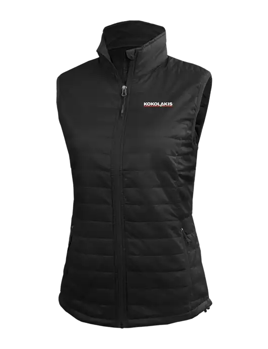Womens Packable Black Puffy Vest w/Kokolakis Logo