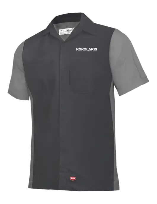 Red Kap Charcoal Grey/ Light Grey Short Sleeve Ripstop Crew Shirt w/Kokolakis Logo