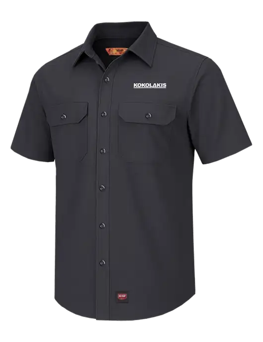 Red Kap Charcoal Short Sleeve Solid Ripstop Shirt w/Kokolakis Logo