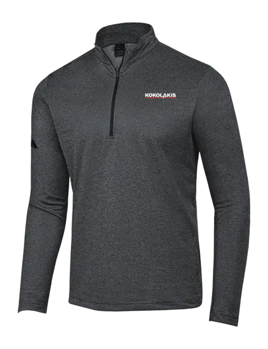 Adidas Black Melange Space Dyed Quarter-Zip Pullover w/Kokolakis Logo