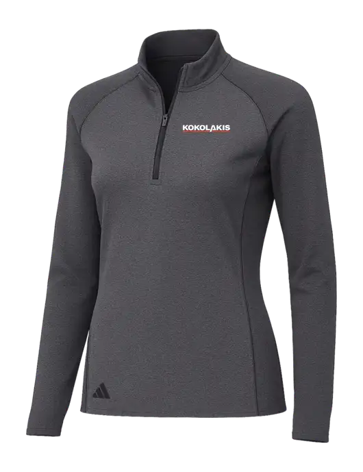 Adidas Womens Black Melange Space Dyed Quarter-Zip Pullover  w/Kokolakis Logo