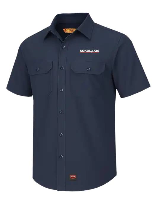 Red Kap Navy Short Sleeve Solid Ripstop Shirt w/Kokolakis Logo