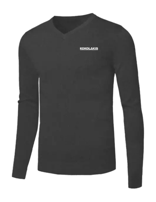 Brooks Brothers Medium Grey Heather Washable Merino V-Neck Sweater w/Kokolakis Logo