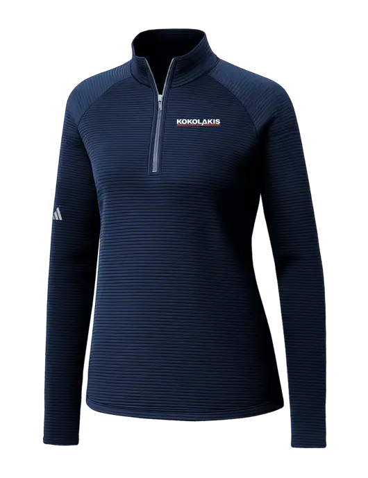Adidas Womens Navy Spacer Quarter-Zip Pullover  w/Kokolakis Logo