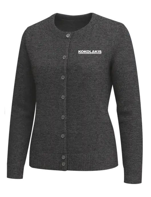 Brooks Brothers Womens Dark Grey Heather Washable Merino Cardigan Sweater w/Kokolakis Logo