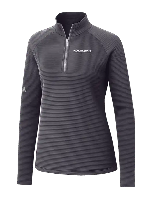 Adidas Womens Medium Grey Spacer Quarter-Zip Pullover  w/Kokolakis Logo