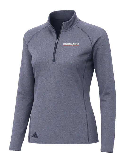 Adidas Womens Navy Melange Space Dyed Quarter-Zip Pullover  w/Kokolakis Logo
