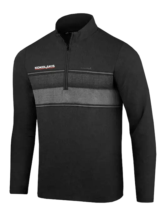 TravisMathew Black Balboa Chest Stripe Quarter Zip w/Kokolakis Logo