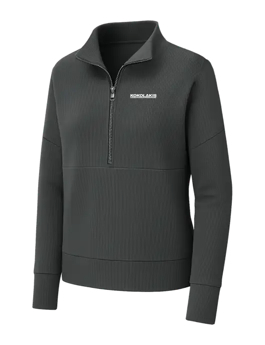 Mercer+Mettle Womens Dark Grey Linear Texture Quarter Zip w/Kokolakis Logo