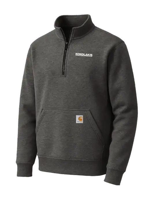 Carhartt Very Dark Heather Grey Midweight 1/4-Zip Mock Neck Sweatshirt w/Kokolakis Logo