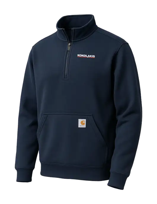 Carhartt Dark Navy Midweight 1/4-Zip Mock Neck Sweatshirt w/Kokolakis Logo