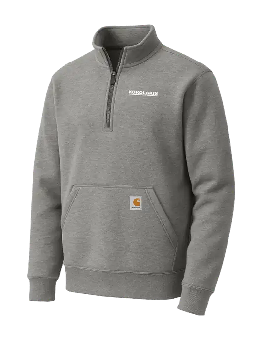 Carhartt Medium Heather Grey Midweight 1/4-Zip Mock Neck Sweatshirt w/Kokolakis Logo