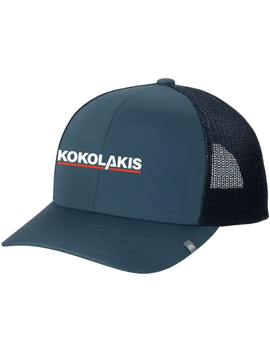 TravisMathew Dark Slate Blue Cruz Trucker Cap w/Kokolakis Logo