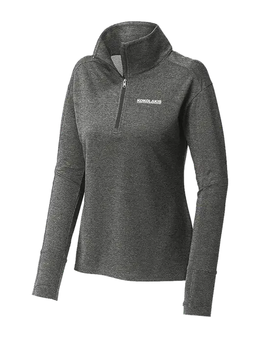 Womens Sport-Wick Flex Fleece Dark Grey Heather 1/4-Zip w/Kokolakis Logo
