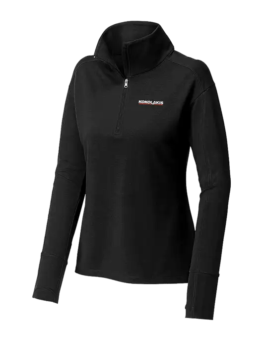 Womens Sport-Wick Flex Fleece Black 1/4-Zip w/Kokolakis Logo