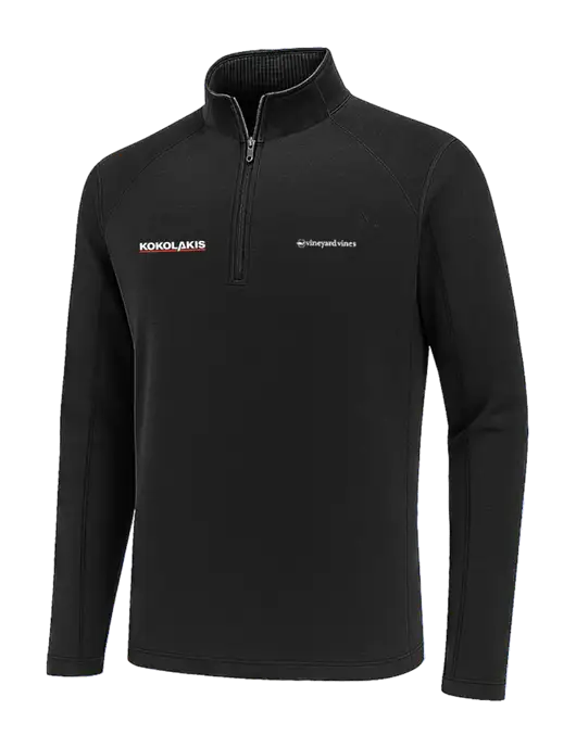 Vineyard Vines Black Sankaty Quarter-Zip Pullover
 w/Kokolakis Logo