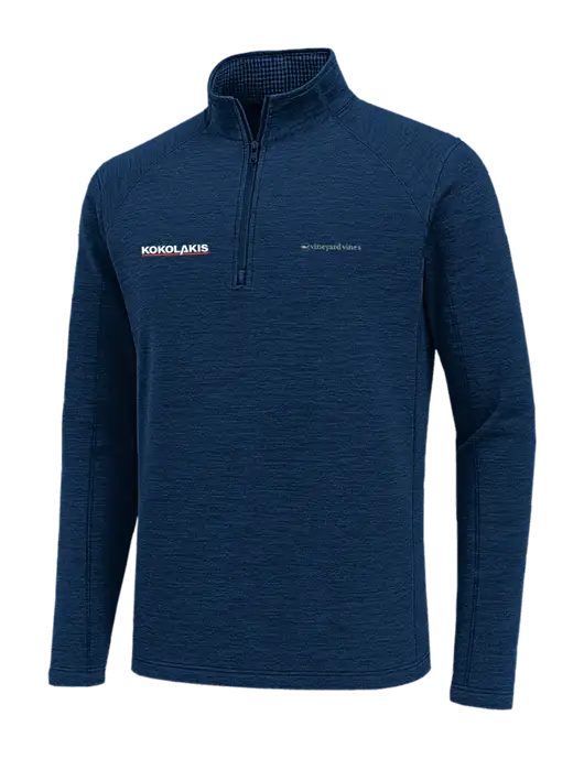 Vineyard Vines Dark Navy Heather Sankaty Quarter-Zip Pullover
 w/Kokolakis Logo