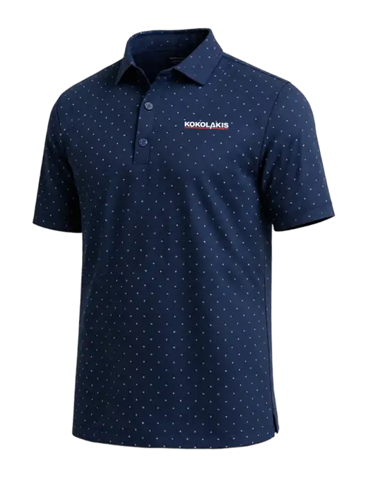 Callaway Micro Chev Dark Navy Print Polo w/Kokolakis Logo