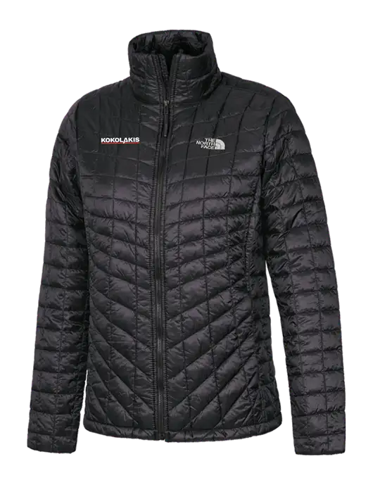 North Face Womens Matte Black ThermoBall Trekker Jacket w/Kokolakis Logo
