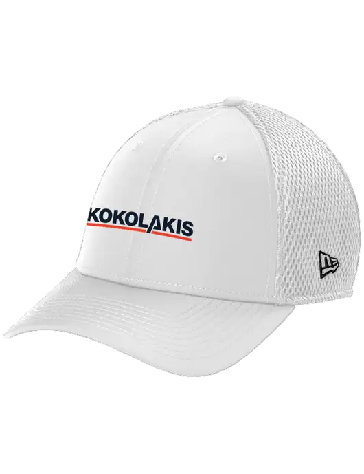 New Era 39THIRTY Performance Stretch White Mesh Cap w/Kokolakis Logo