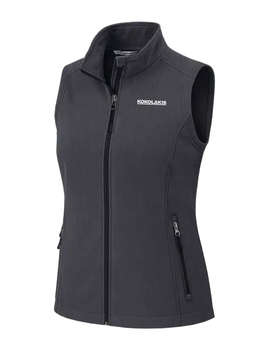 Charcoal Heather Womens Core Soft Shell Vest w/Kokolakis Logo