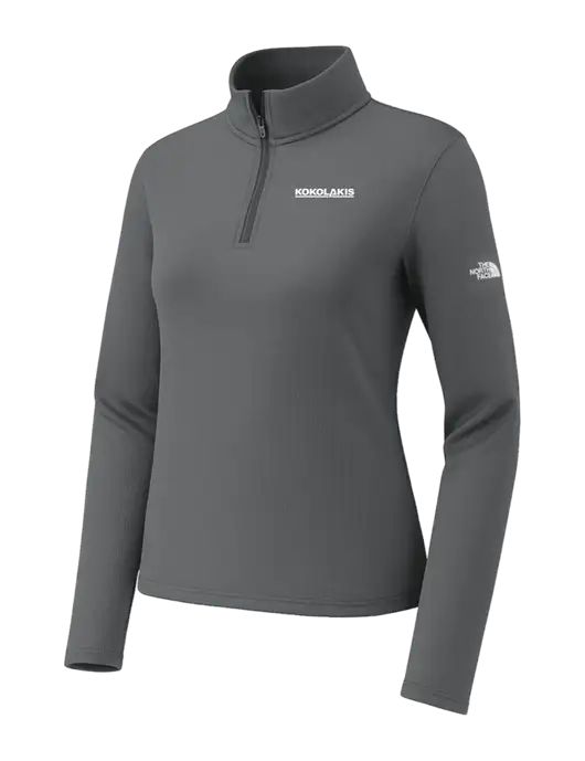 The North Face Womens Aim 1/4-Zip Dark Medium Grey Fleece w/Kokolakis Logo