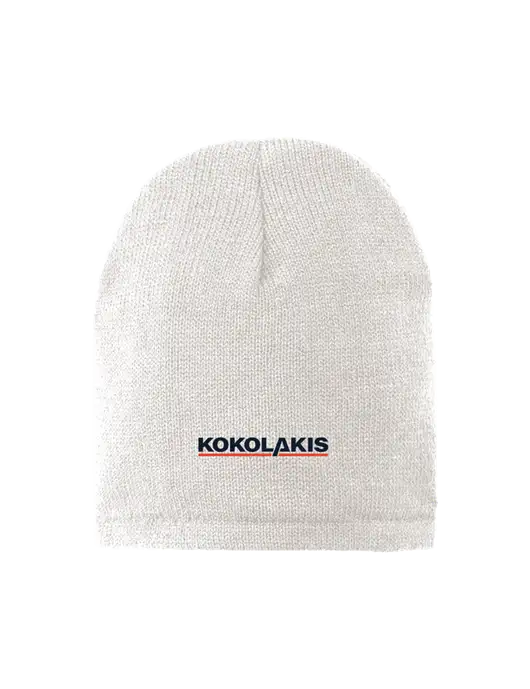 White Fleece-Lined Beanie Cap w/Kokolakis Logo