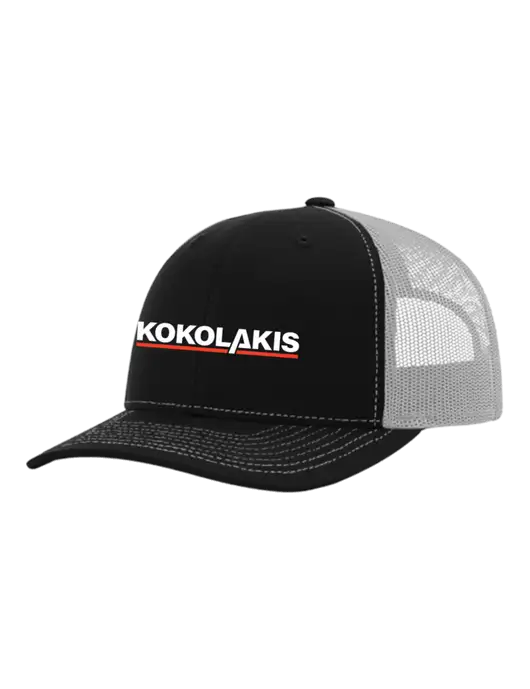 Richardson Adjustable Snapback Original 112 Trucker Cap Black w/White Mesh w/Kokolakis Logo