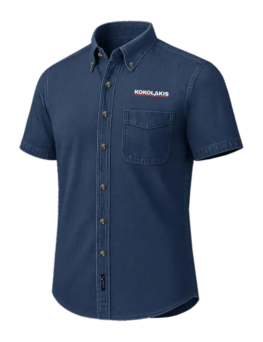 Short Sleeve Navy Denim Shirt w/Kokolakis Logo