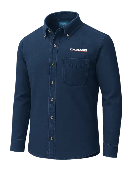 Long Sleeve Navy Denim Shirt
 w/Kokolakis Logo