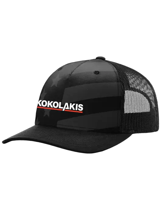 Richardon Five Panel Stars and Stripes Trucker Cap w/Kokolakis Logo