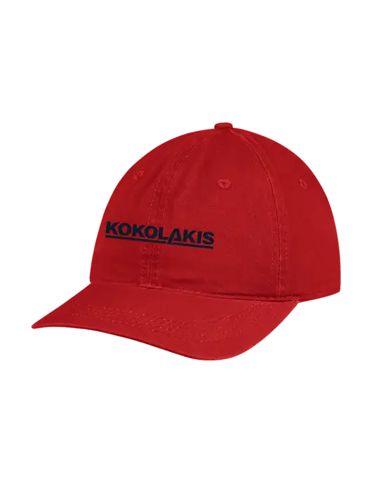 Garment Washed Unstructured Twill Red Cap w/Kokolakis Logo
