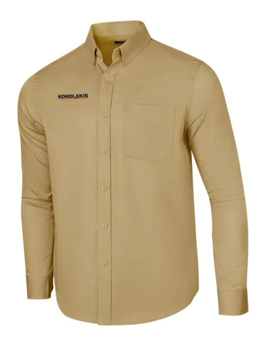 Long Sleeve Dark Tan Superpro React Twill Shirt w/Kokolakis Logo