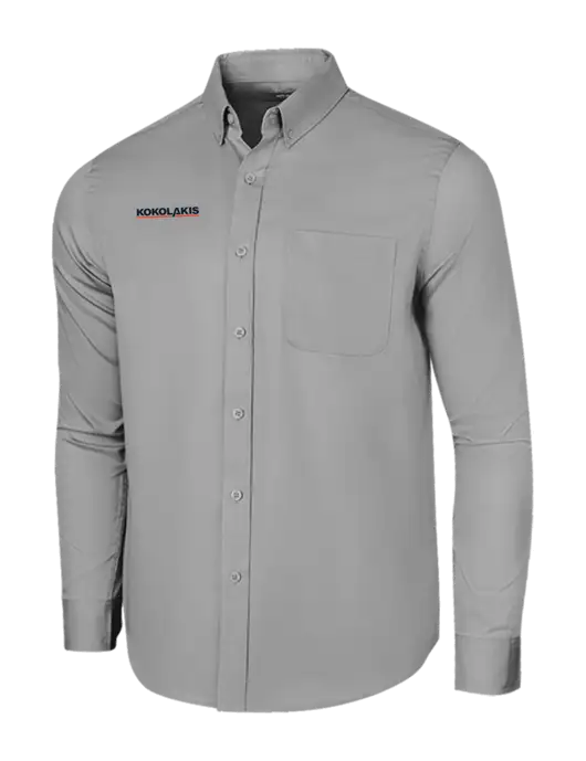 Long Sleeve Light Grey Superpro React Twill Shirt w/Kokolakis Logo