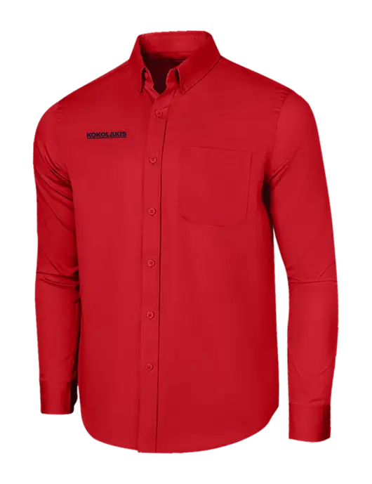 Long Sleeve Red Superpro React Twill Shirt w/Kokolakis Logo
