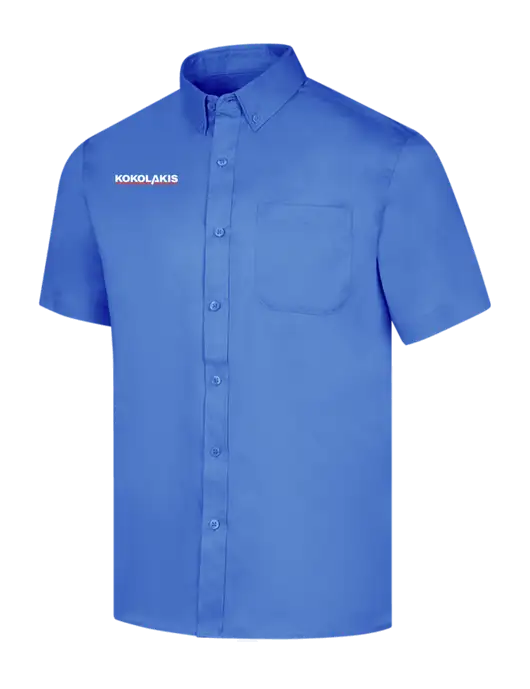 Short Sleeve Dark Carolina Blue Superpro React Twill Shirt w/Kokolakis Logo