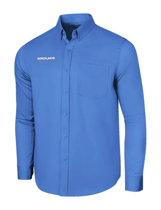 Long Sleeve Dark Carolina Blue Superpro React Twill Shirt w/Kokolakis Logo