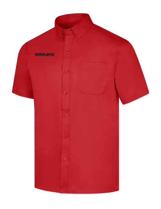 Short Sleeve Red Superpro React Twill Shirt w/Kokolakis Logo