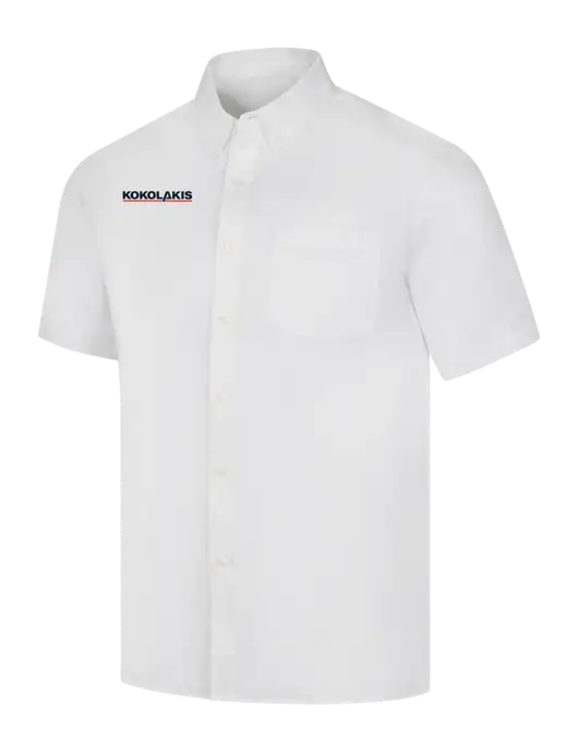 Short Sleeve White Superpro React Twill Shirt w/Kokolakis Logo