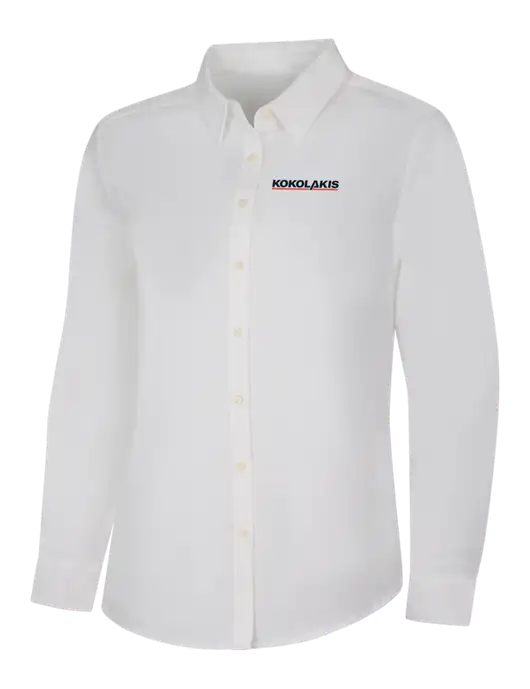 Womens White Long Sleeve Superpro React Twill Shirt w/Kokolakis Logo
