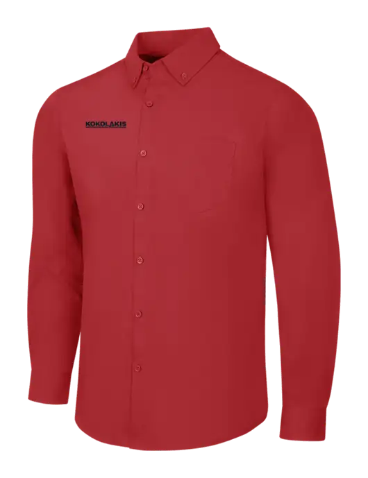 Red Long Sleeve Carefree Poplin Shirt w/Kokolakis Logo