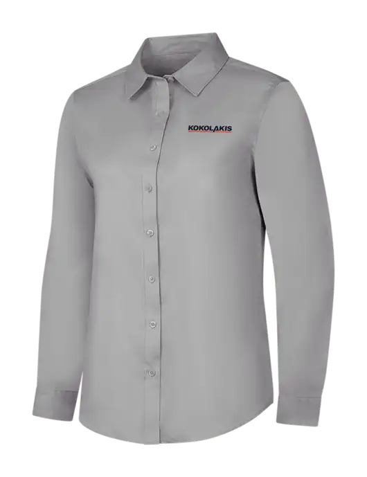 Light Grey Womens Long Sleeve Superpro React Twill Shirt w/Kokolakis Logo