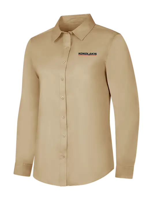 Dark Tan Womens Long Sleeve Superpro React Twill Shirt w/Kokolakis Logo