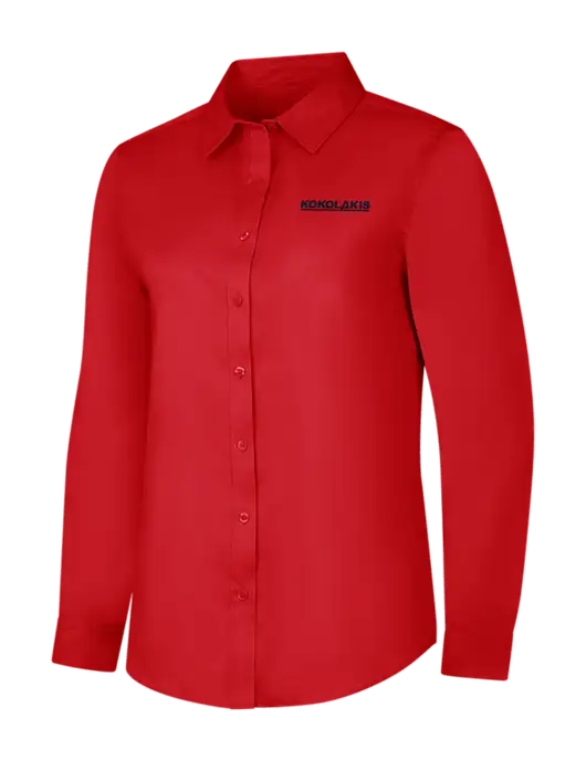 Red Womens Long Sleeve Superpro React Twill Shirt w/Kokolakis Logo