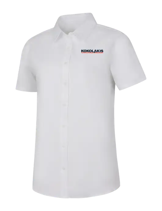 Womens White Short Sleeve Superpro React Twill Shirt w/Kokolakis Logo