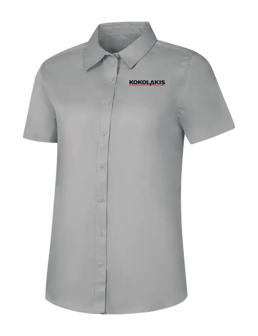 Womens Light Grey Short Sleeve Superpro React Twill Shirt w/Kokolakis Logo