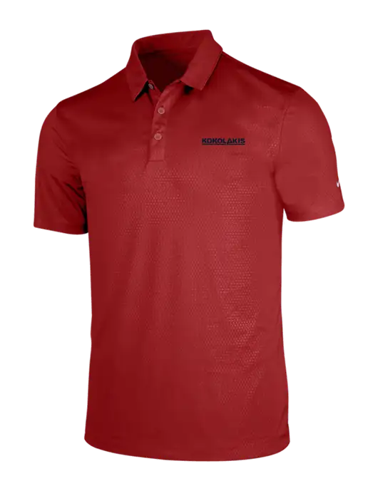 NIKE Red Dri-Fit Embossed Tri-Blade Polo w/Kokolakis Logo