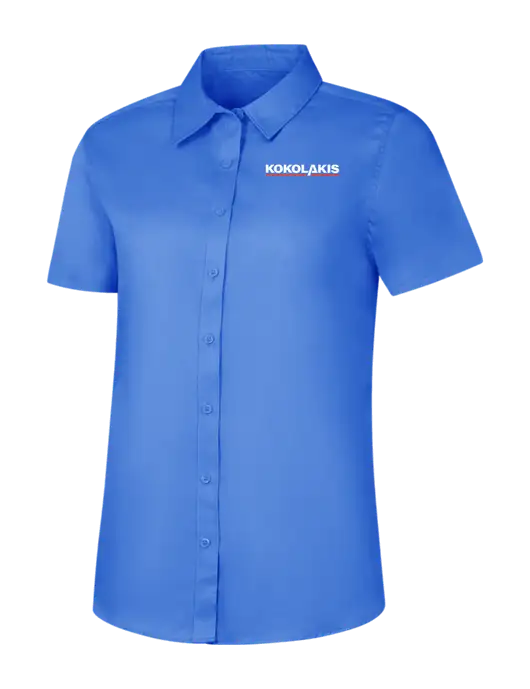 Womens Dark Carolina Blue Short Sleeve Superpro React Twill Shirt w/Kokolakis Logo